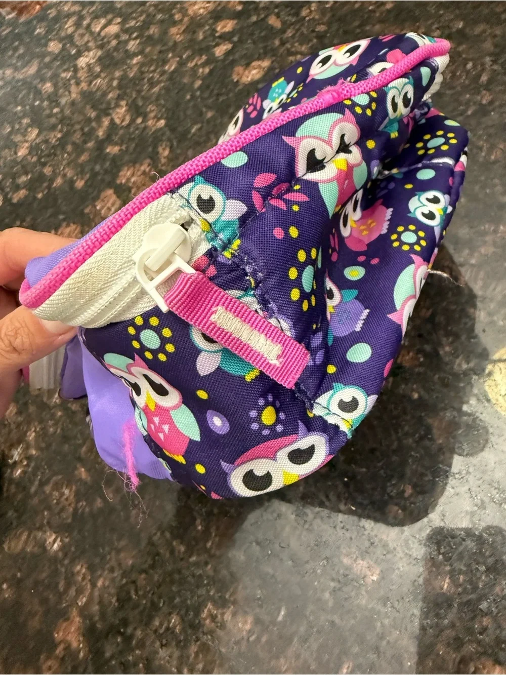 Cute Owl Print Lunch Bag - Purple & Pink
